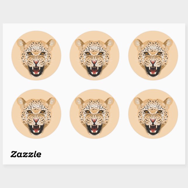 Sticker Rond Jaguar. Illustration de chat sauvage (Feuille)