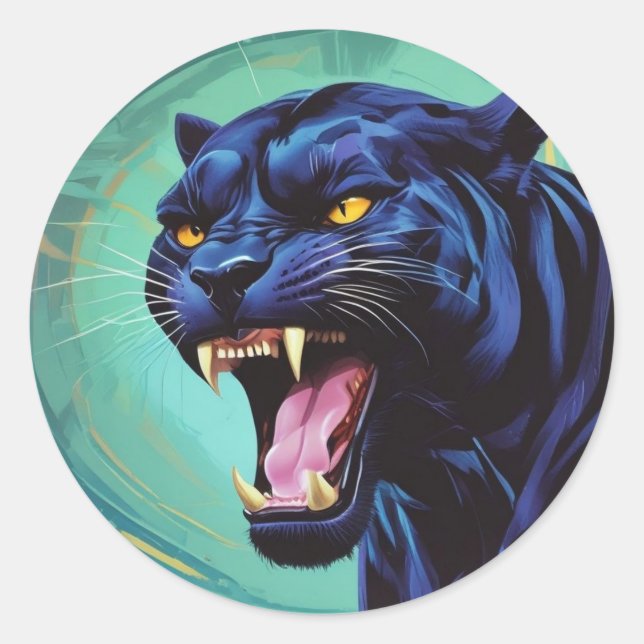 Sticker Rond Jaguar - Panthère noire (Devant)