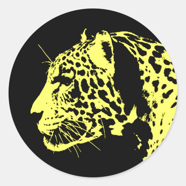 Sticker Rond Jaguar Pop Art (Devant)