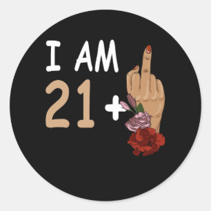 Sticker Rond J'Ai 20 Plus 1 Mid Doigt Pour Un 22E Anniversaire