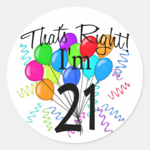 Sticker Rond J'ai 21 ans - Anniversaire
