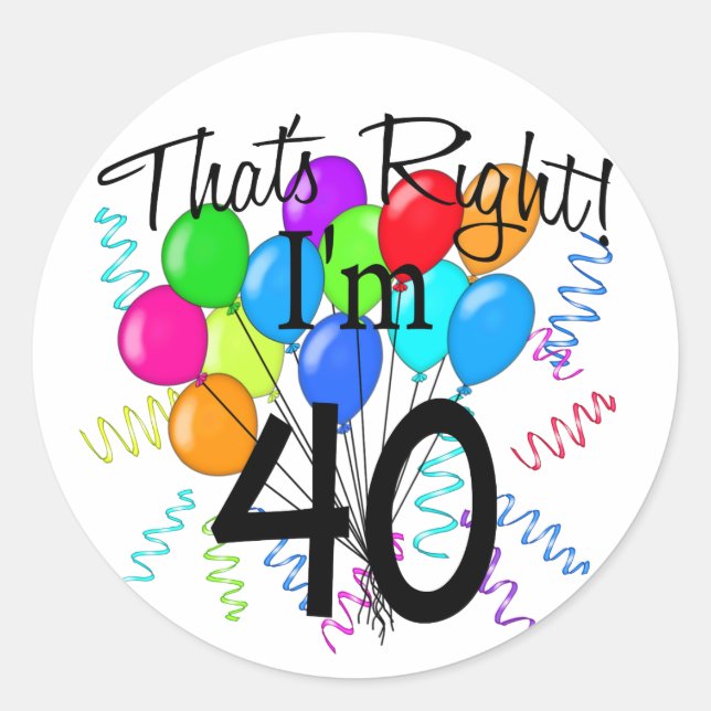 Sticker Rond J'ai 40 ans - Anniversaire (Devant)
