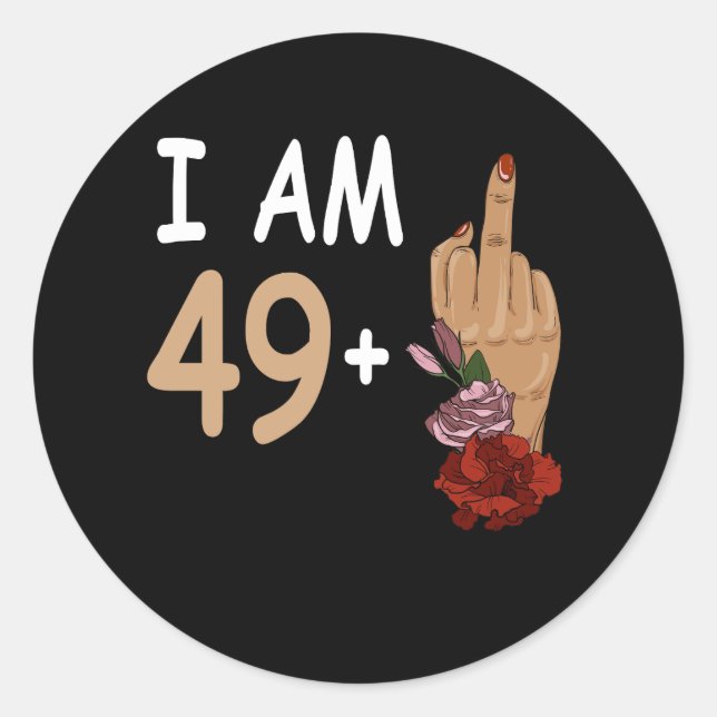 Sticker Rond J'Ai 49 Plus 1 Mid Doigt Pour Un 50E Anniversaire  (Devant)