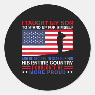 Sticker Rond J'ai appris à mon fils à se tenir debout fière mèr