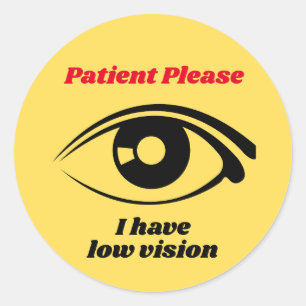 Sticker Rond J'ai Bouton jaune à basse vision