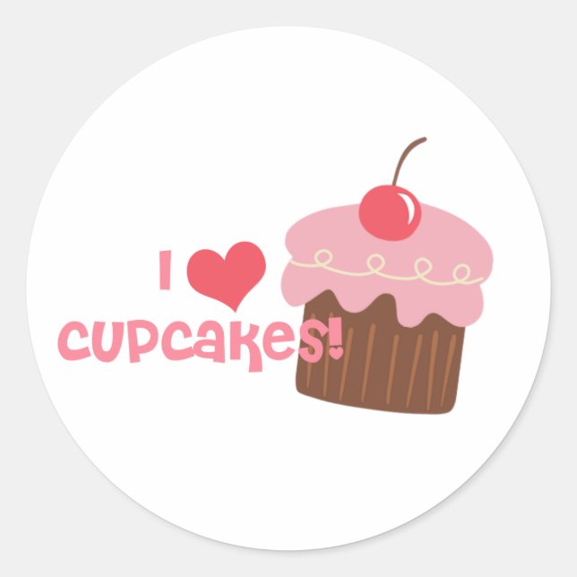 Sticker Rond j'ai coeur les cupcakes (Devant)