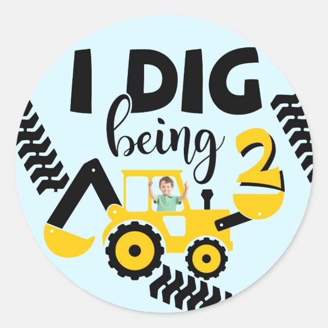 Sticker Rond J'Ai Creg Être 2 Anniversaire Construction (Devant)