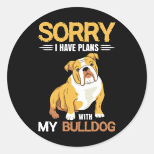 Sticker Rond J'Ai Des Plans Avec Mon Bulldog - Français Bulldog