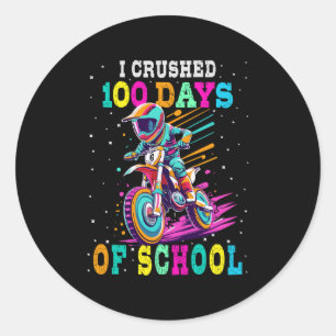 Sticker Rond J'ai écrasé 100 jours d'école Motocross