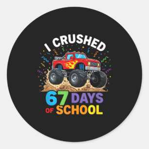 Sticker Rond J'ai écrasé 67 jours d'école 67 Mème 6 7 Monstre T