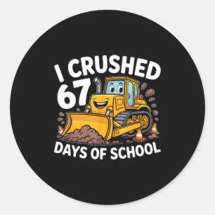 Sticker Rond J'ai écrasé 67 jours d'école 67e jour d'école garç