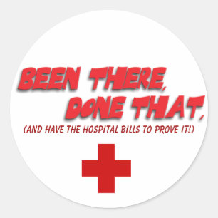 Sticker Rond J'Ai Été Là, Fait Ça : Ouch !