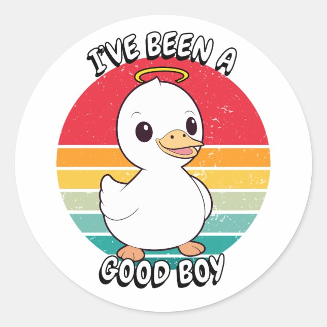 Sticker Rond J'ai été un bon garçon - canard blanc (Devant)