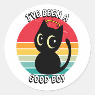 Sticker Rond J'ai été un bon garçon - chat noir