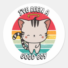 Sticker Rond J'ai été un bon garçon - chat tabby