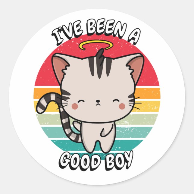 Sticker Rond J'ai été un bon garçon - chat tabby (Devant)