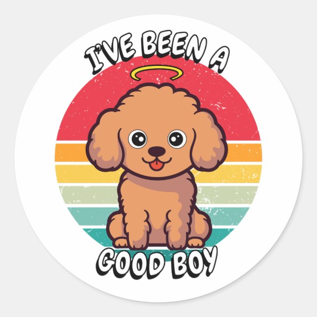 Sticker Rond J'ai été un bon garçon - chien brun (Devant)