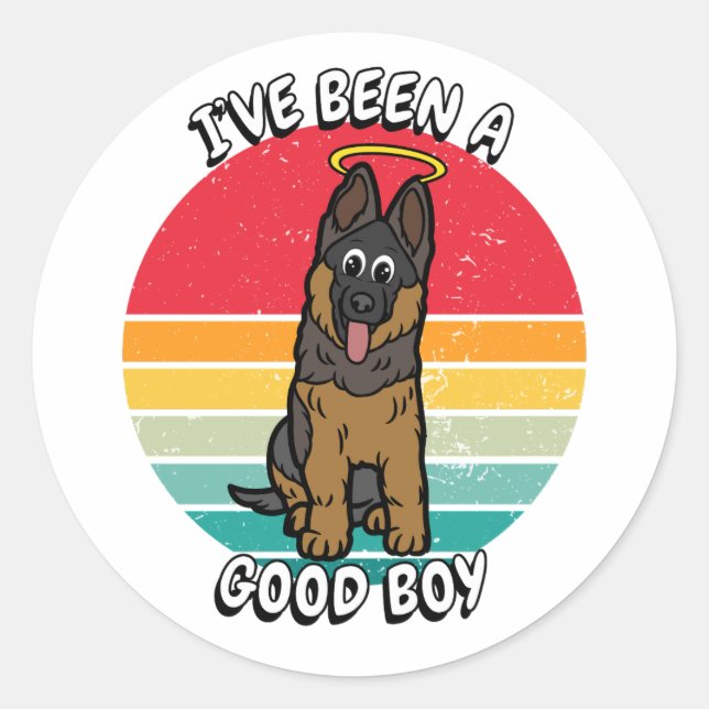 Sticker Rond J'ai été un bon garçon - chien de garde (Devant)