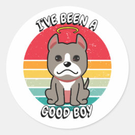 Sticker Rond J'ai été un bon garçon - chien gris