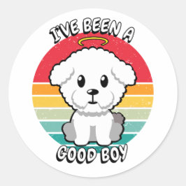 Sticker Rond J'ai été un bon garçon - chien moelleux
