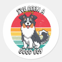 Sticker Rond J'ai été un bon garçon - collie dog