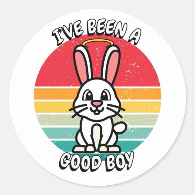 Sticker Rond J'ai été un bon garçon - Funny Bunny (Devant)