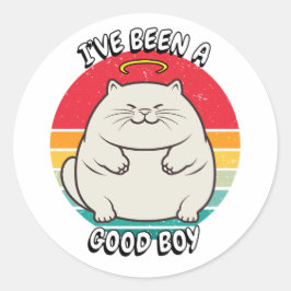 Sticker Rond J'ai été un bon garçon - gros chat