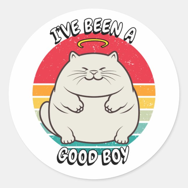Sticker Rond J'ai été un bon garçon - gros chat (Devant)