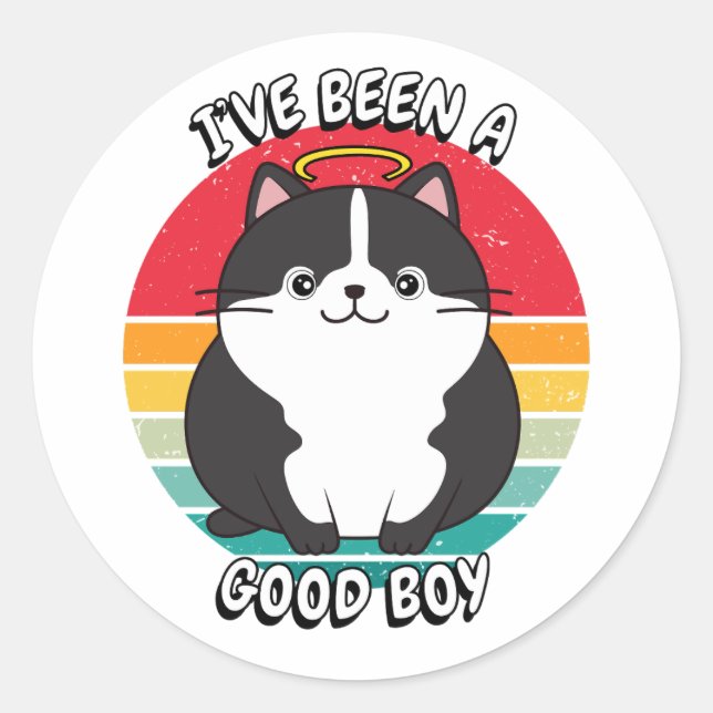 Sticker Rond J'ai été un bon garçon - gros chat (Devant)
