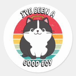 Sticker Rond J'ai été un bon garçon - gros chat