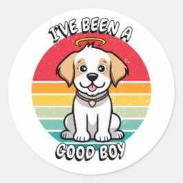 Sticker Rond J'ai été un bon garçon - un chien heureux