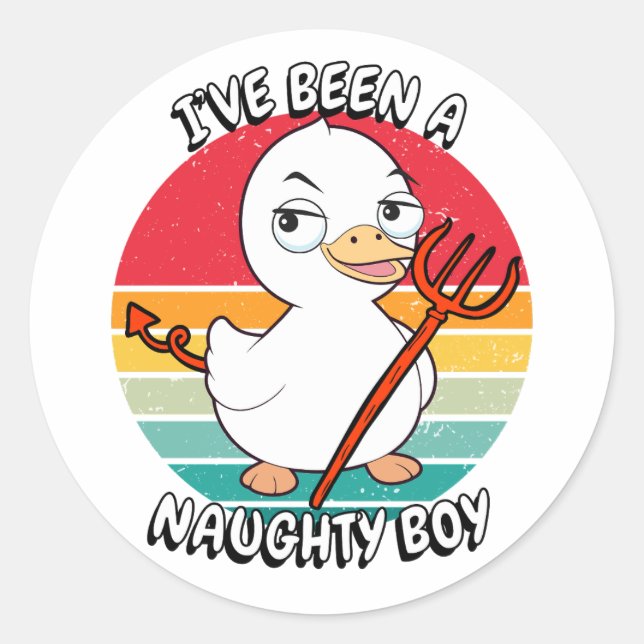 Sticker Rond J'ai été un garçon coquin - canard (Devant)