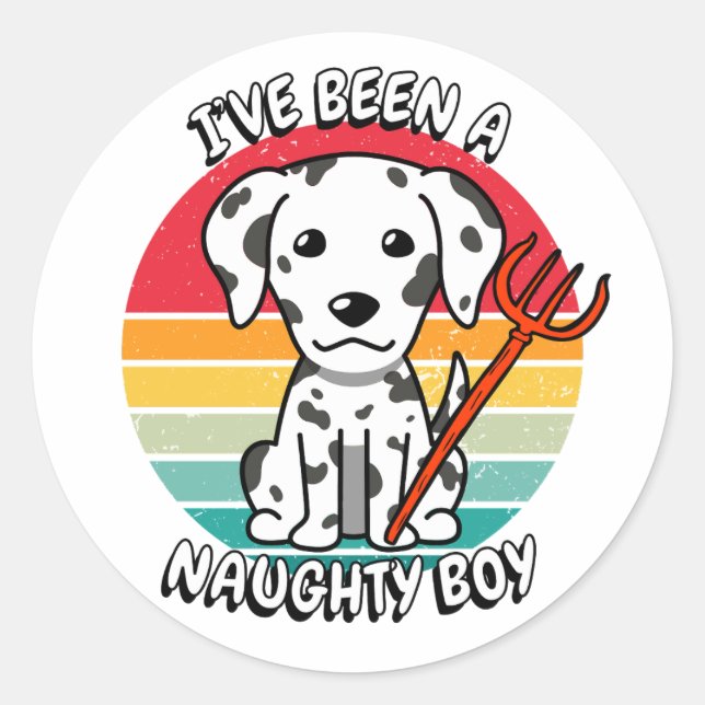 Sticker Rond J'ai été un garçon coquin - chien dalmate (Devant)