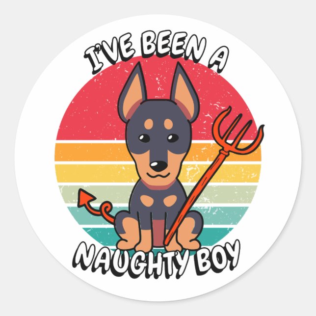 Sticker Rond J'ai été un garçon coquin - chien de garde (Devant)