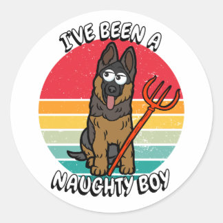 Sticker Rond J'ai été un garçon coquin - chien de garde