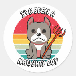 Sticker Rond J'ai été un garçon coquin - chien gris