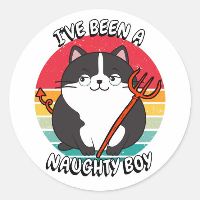 Sticker Rond J'ai été un garçon coquin - gros chat (Devant)