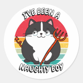 Sticker Rond J'ai été un garçon coquin - gros chat