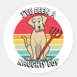Sticker Rond J'ai été un garçon coquin - gros chien