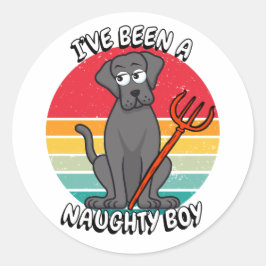 Sticker Rond J'ai été un garçon coquin - gros chien