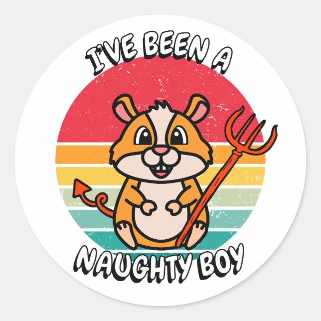 Sticker Rond J'ai été un garçon coquin - hamster (Devant)