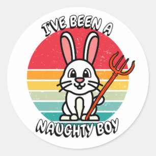 Sticker Rond J'ai été un garçon coquin - lapin blanc