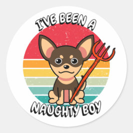 Sticker Rond J'ai été un garçon coquin - petit chien