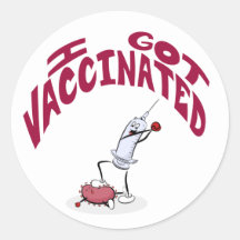 "J'AI ÉTÉ VACCINÉ" Syringue de dessin et virus