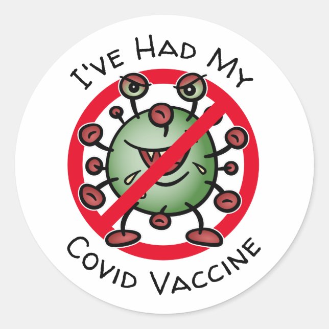 Sticker Rond J'Ai Eu Mon Vaccin Convid Drôle Symbole De Virus C (Devant)