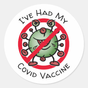 Sticker Rond J'Ai Eu Mon Vaccin Convid Drôle Symbole De Virus C