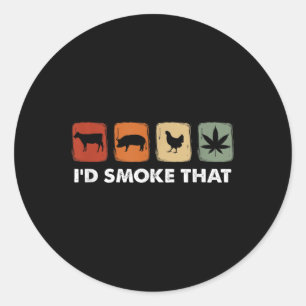 Sticker Rond J'Ai Fumé Ça, Fumeur De Viande Drôle