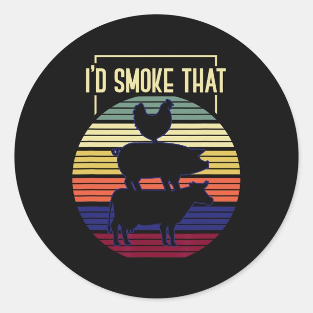 Sticker Rond J'Ai Fumé Ce Barbecue Rétro (Devant)