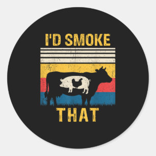 Sticker Rond J'Ai Fumé Que Bbq Barbeque Fumer Grillage C