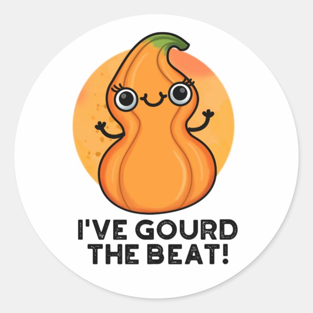 Sticker Rond J'Ai Gourd The Beat Funny Veggie Pun (Devant)